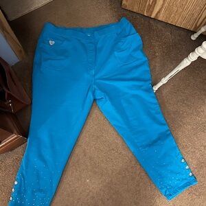 Quacker Factory Turquoise Straight Leg Pants